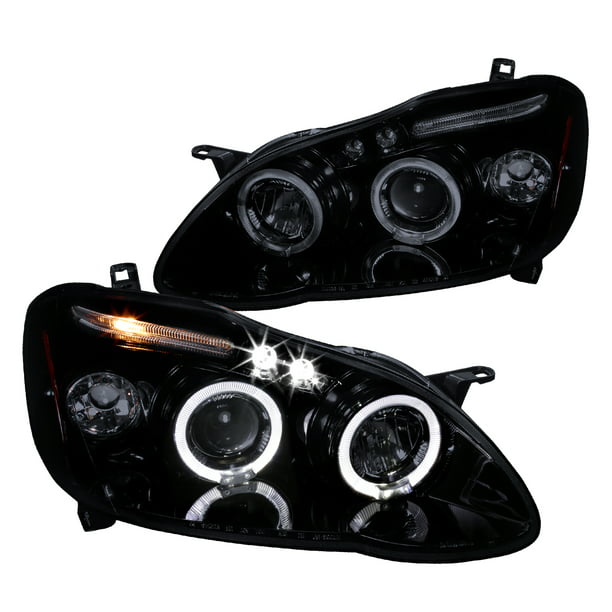 For Smoked 2009-2010 Toyota Corolla Halo Projector Headlights w/Daytime DRL LED